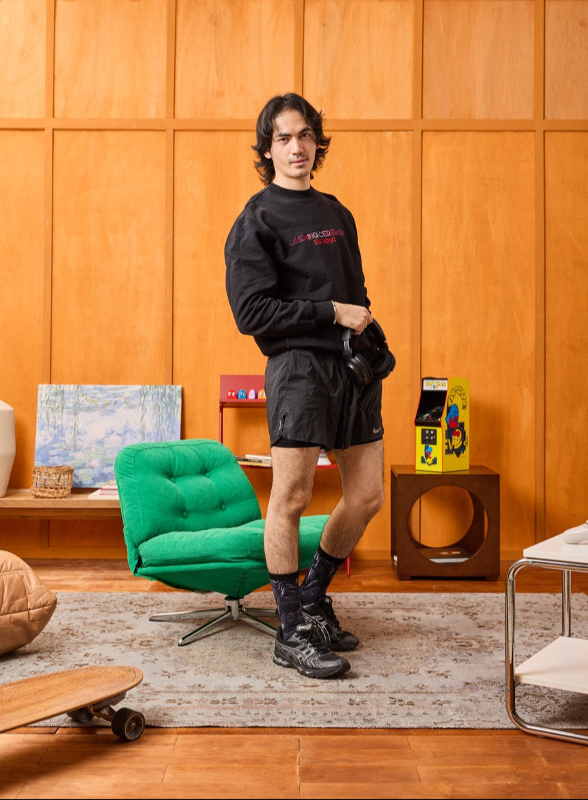 Satria Malam - Noir Monochrome Batik Patterned Cotton Crew Socks