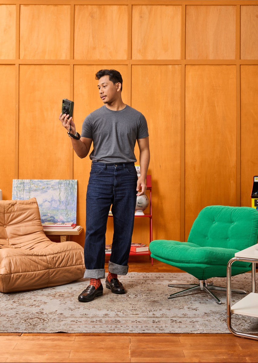 Senja - Marmalade Orange Monochrome Batik Patterned Cotton Crew Socks