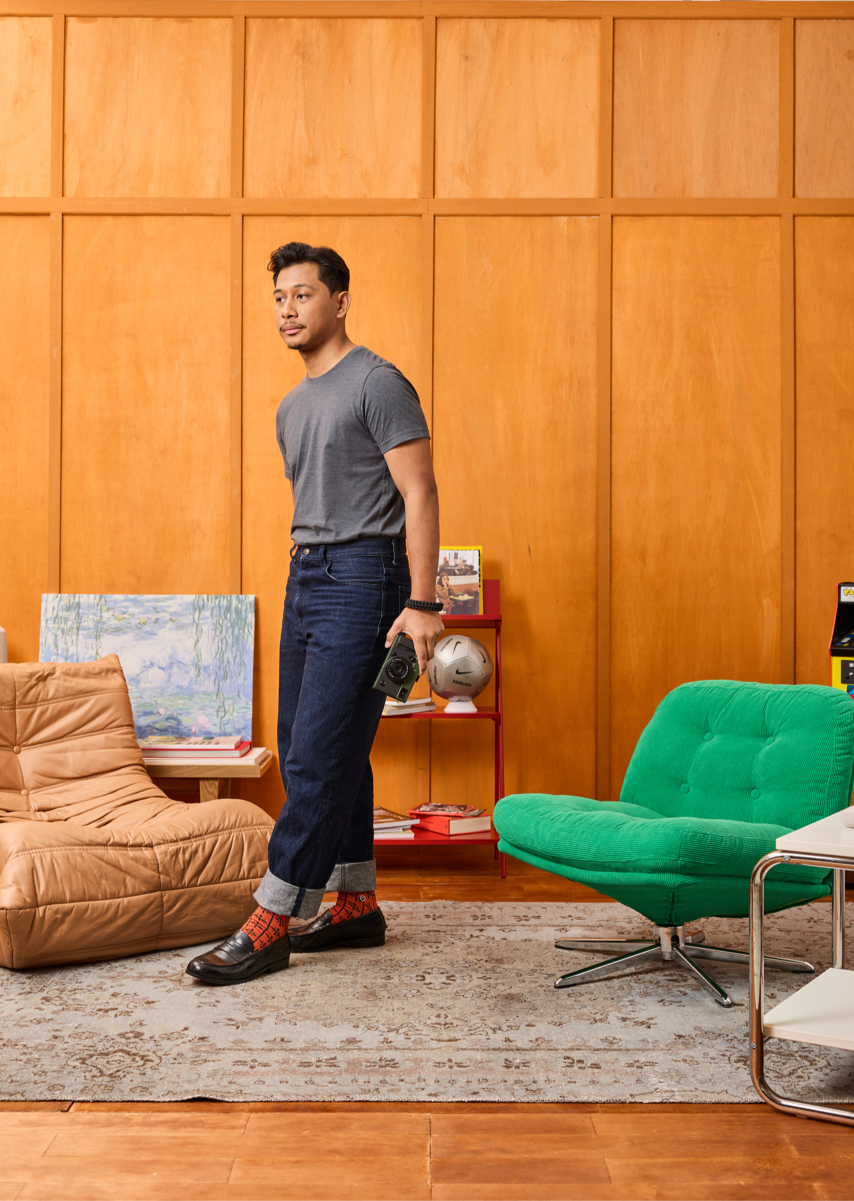 Senja - Marmalade Orange Monochrome Batik Patterned Cotton Crew Socks