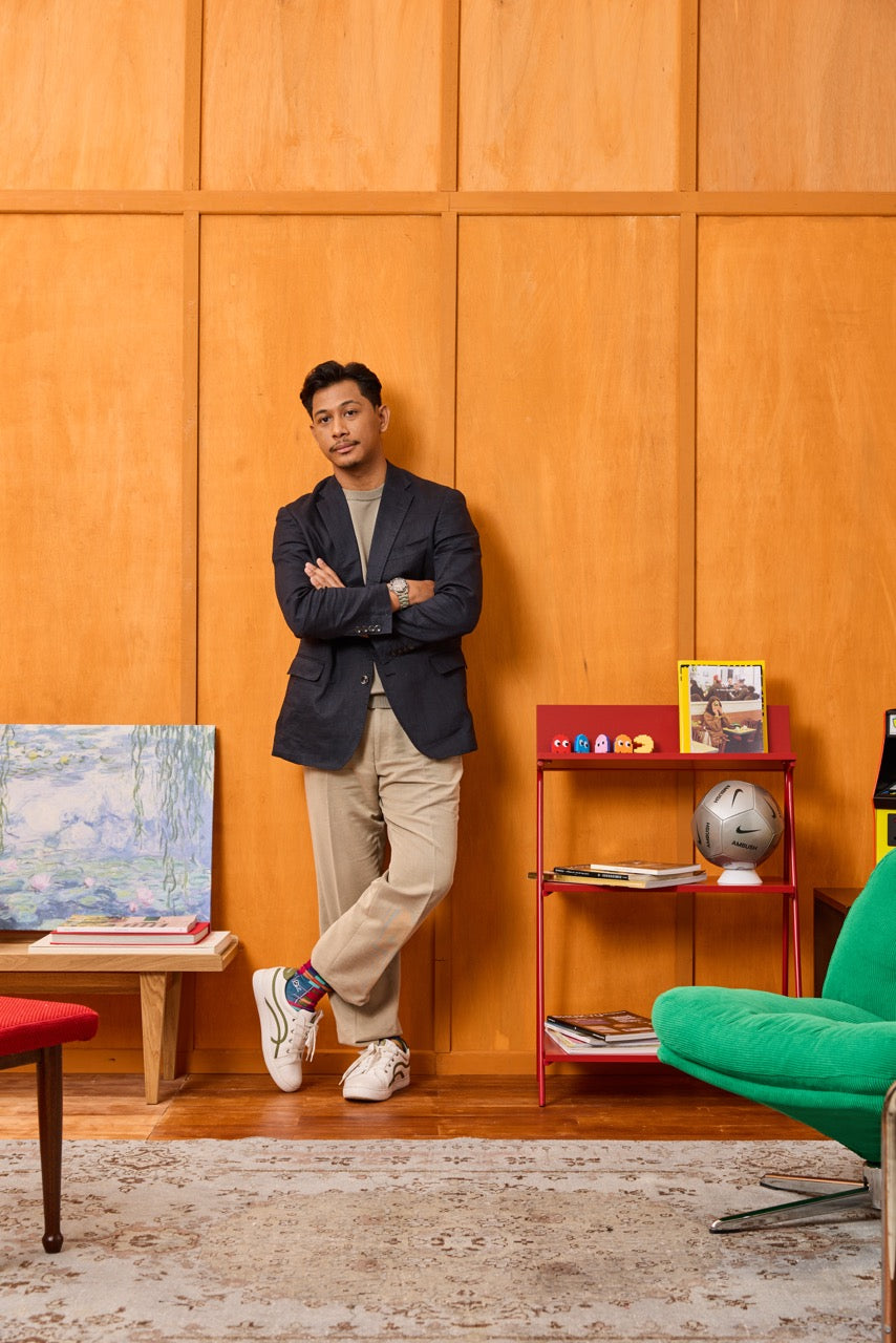 Rona Zamrud - Emerald Green Songket Patterned Cotton Crew Socks