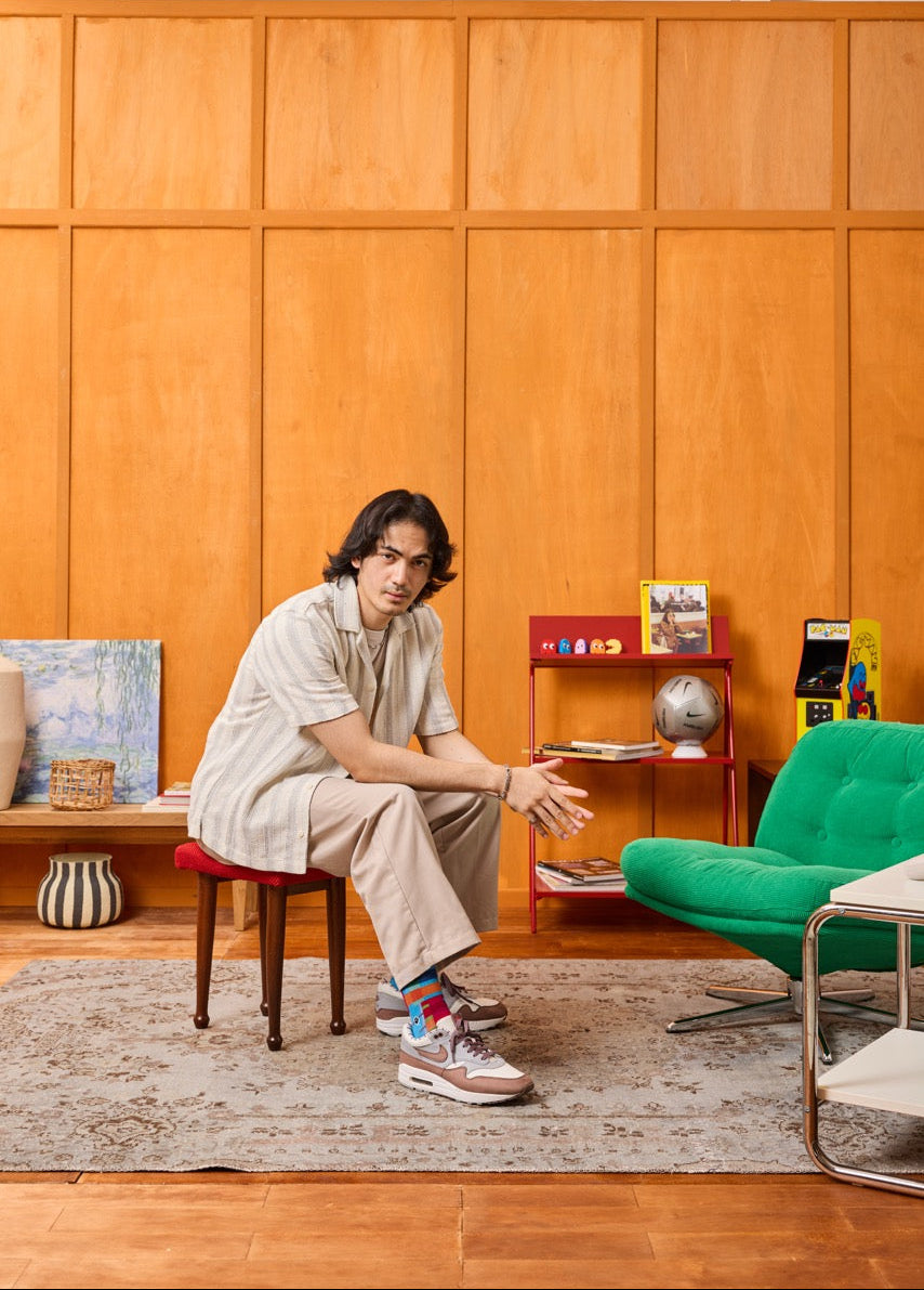 Rona Bayu - Blue Breeze Songket Patterned Cotton Crew Socks