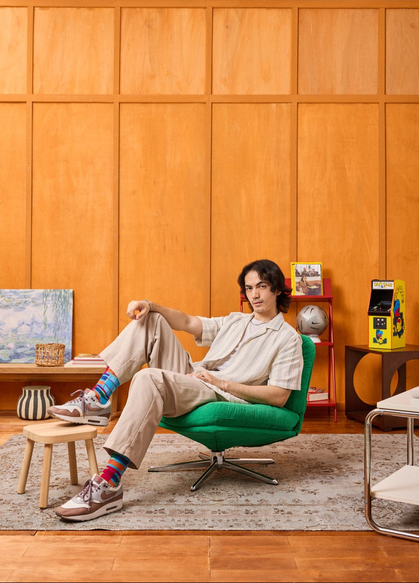 Rona Bayu - Blue Breeze Songket Patterned Cotton Crew Socks