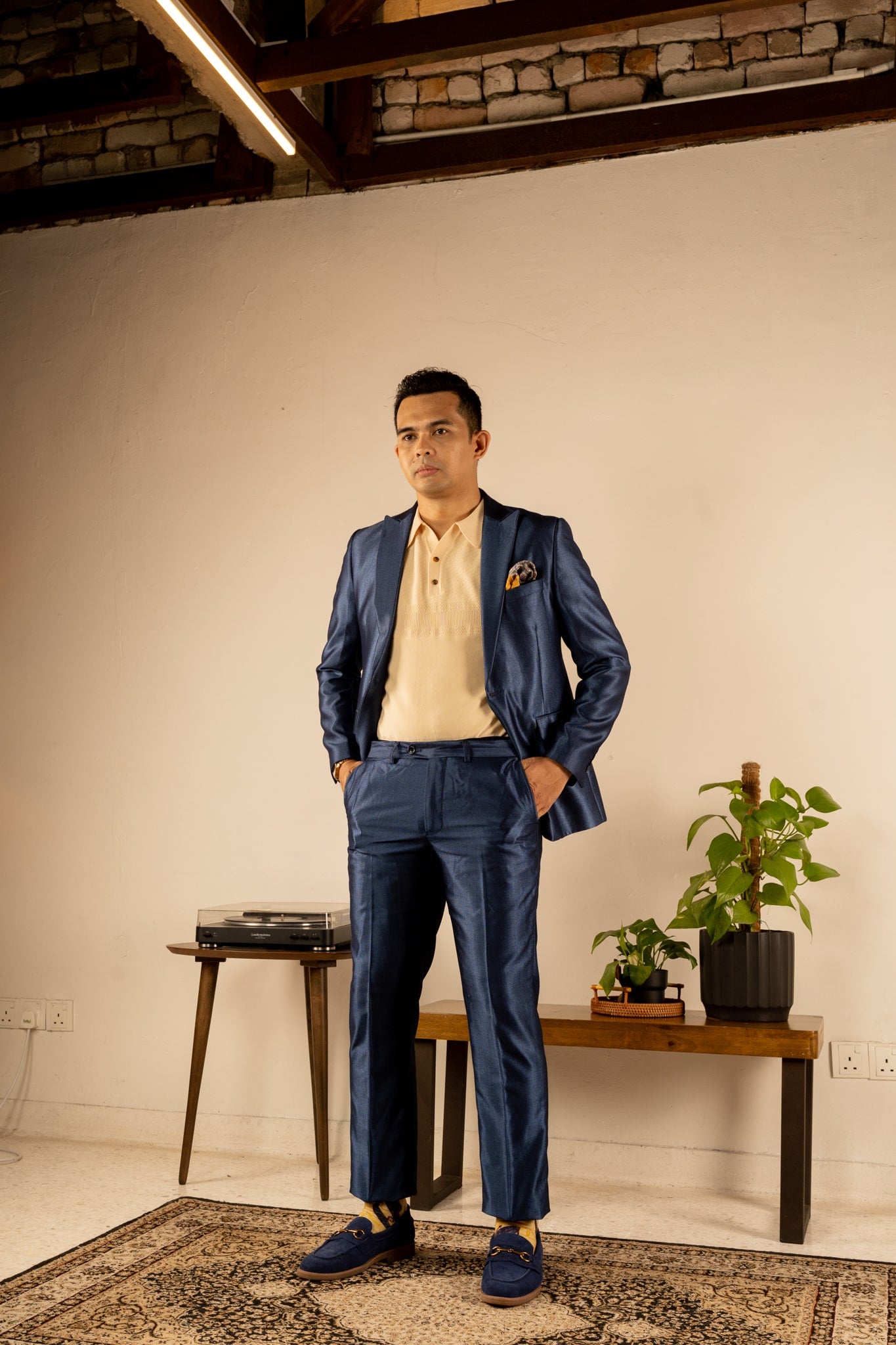 Champagne Yellow Moon Kite Patterned Cotton Crew Socks | Suria