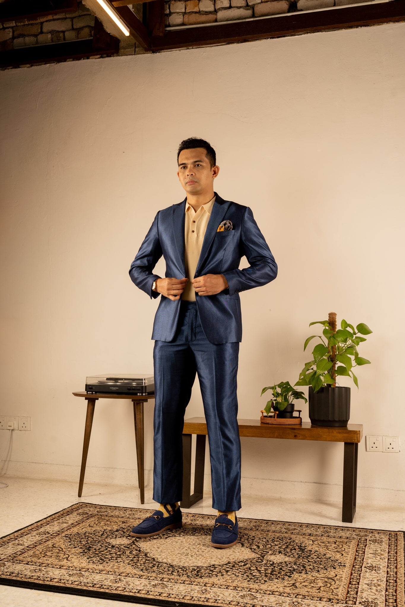 Champagne Yellow Moon Kite Patterned Cotton Crew Socks | Suria