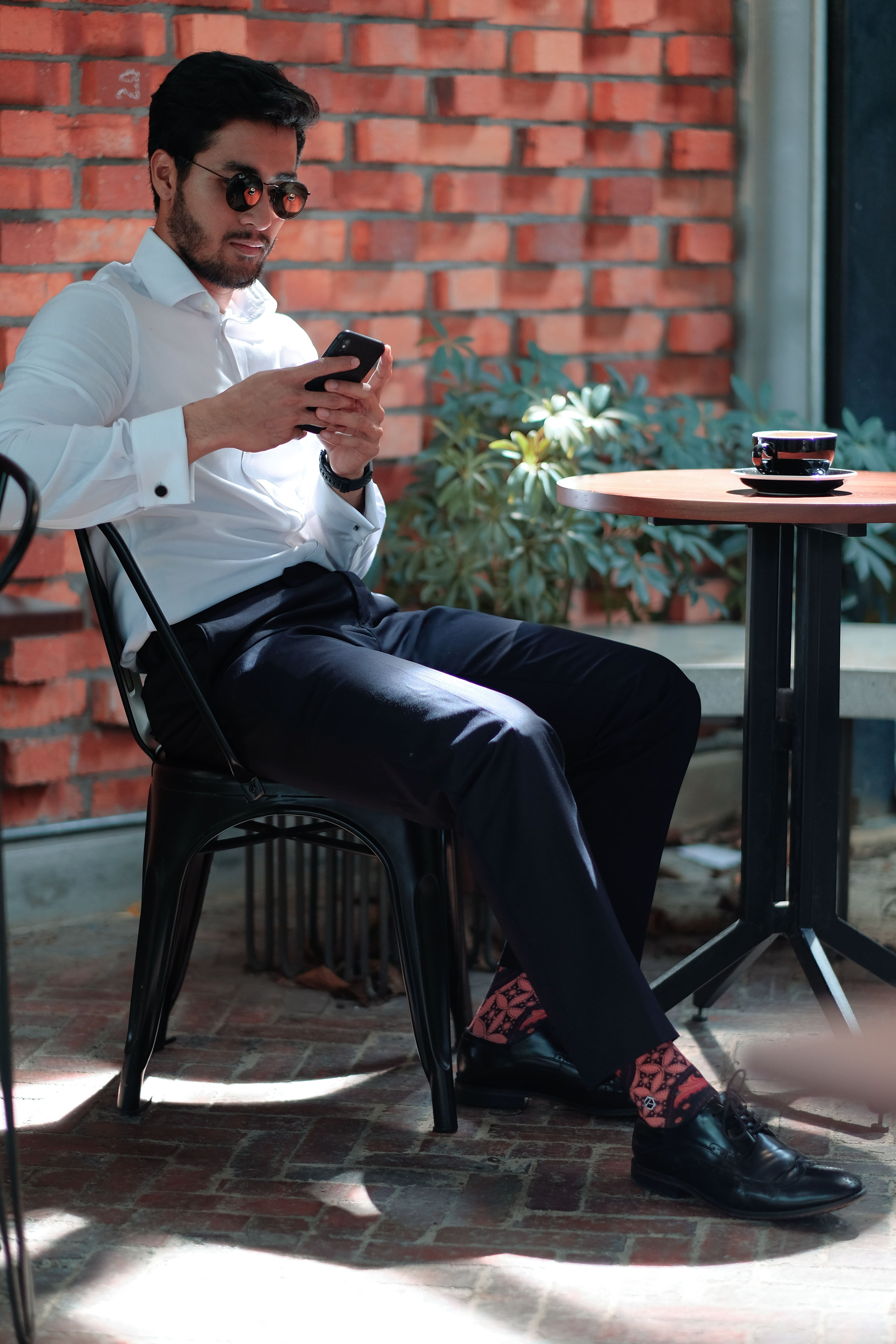 Coral Red Batik Patterned Cotton Crew Socks | Lereng Barat