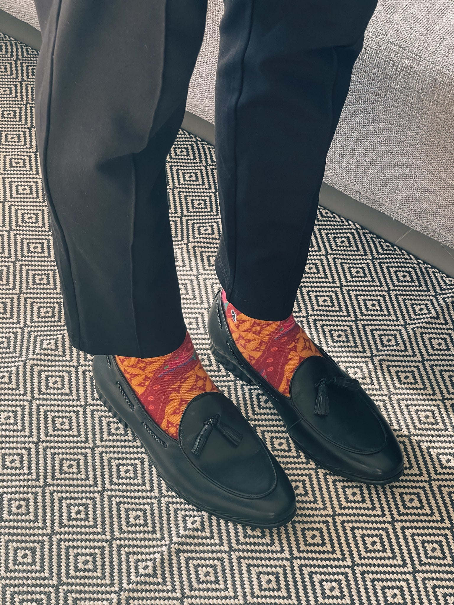 Persian Orange Batik Patterned Cotton Crew Socks | Lereng Barat II