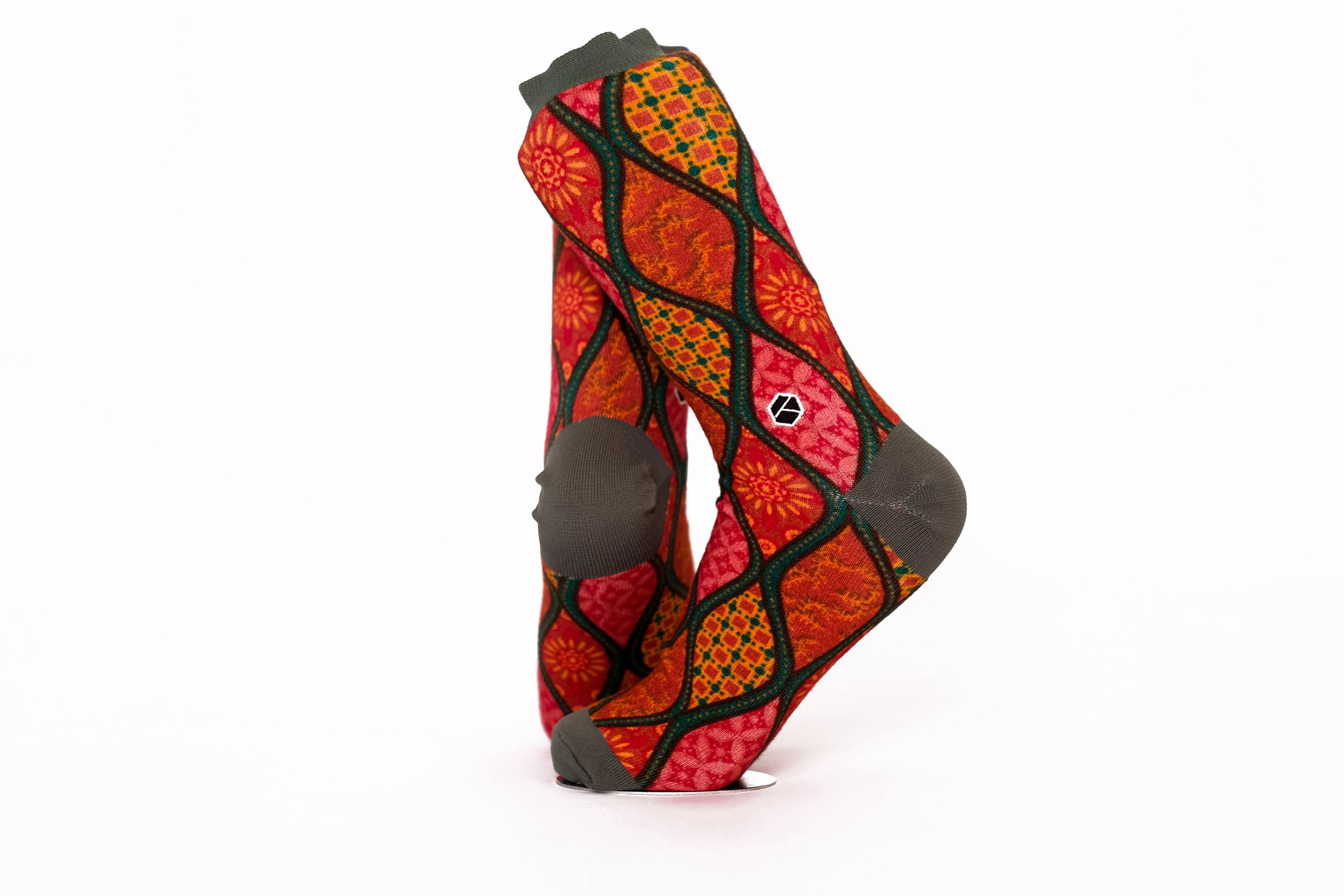 Tiger Orange Batik Patterned Cotton Crew Socks | Ceplok
