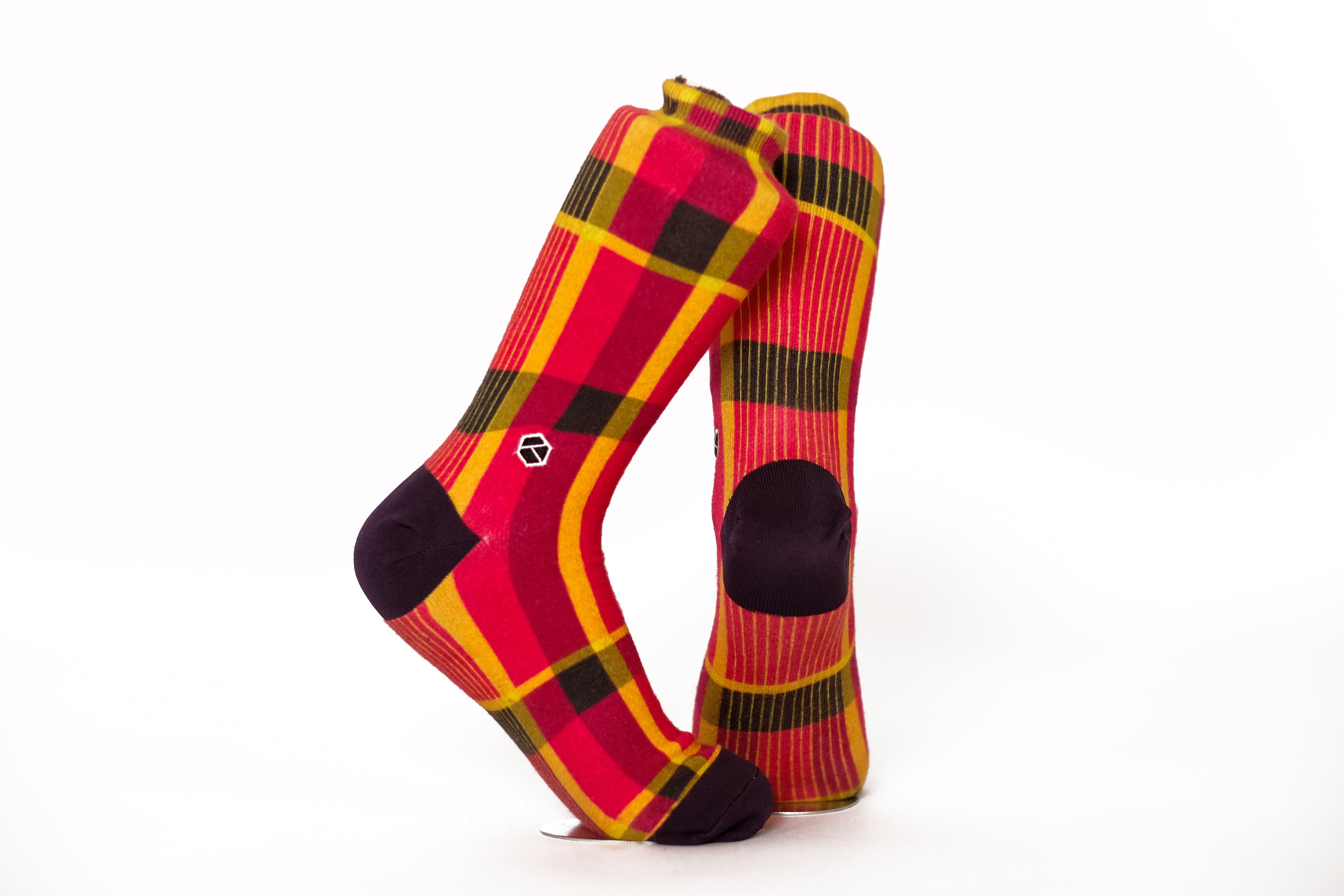 Scarlet Red Sarong Patterned Cotton Crew Socks | Sarong