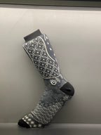 Dusky Blue & Charcoal Noir Monochrome Batik Patterned Cotton Crew Sock | Satria II & Satria Malam II