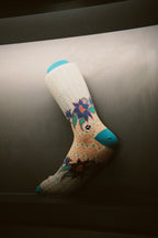 Turquoise Bloom Batik Patterned Cotton Crew Socks | Permata II