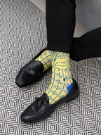Golden Sand Batik Patterned Cotton Crew Socks | Mentari