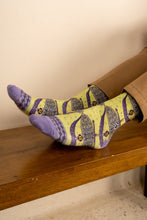 Load image into Gallery viewer, Lime Green Moon Kite Patterned Cotton Crew Socks | Purnama