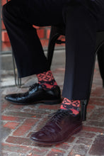 Load image into Gallery viewer, Coral Red Batik Patterned Cotton Crew Socks | Lereng Barat