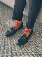 Persian Orange Batik Patterned Cotton Crew Socks | Lereng Barat II