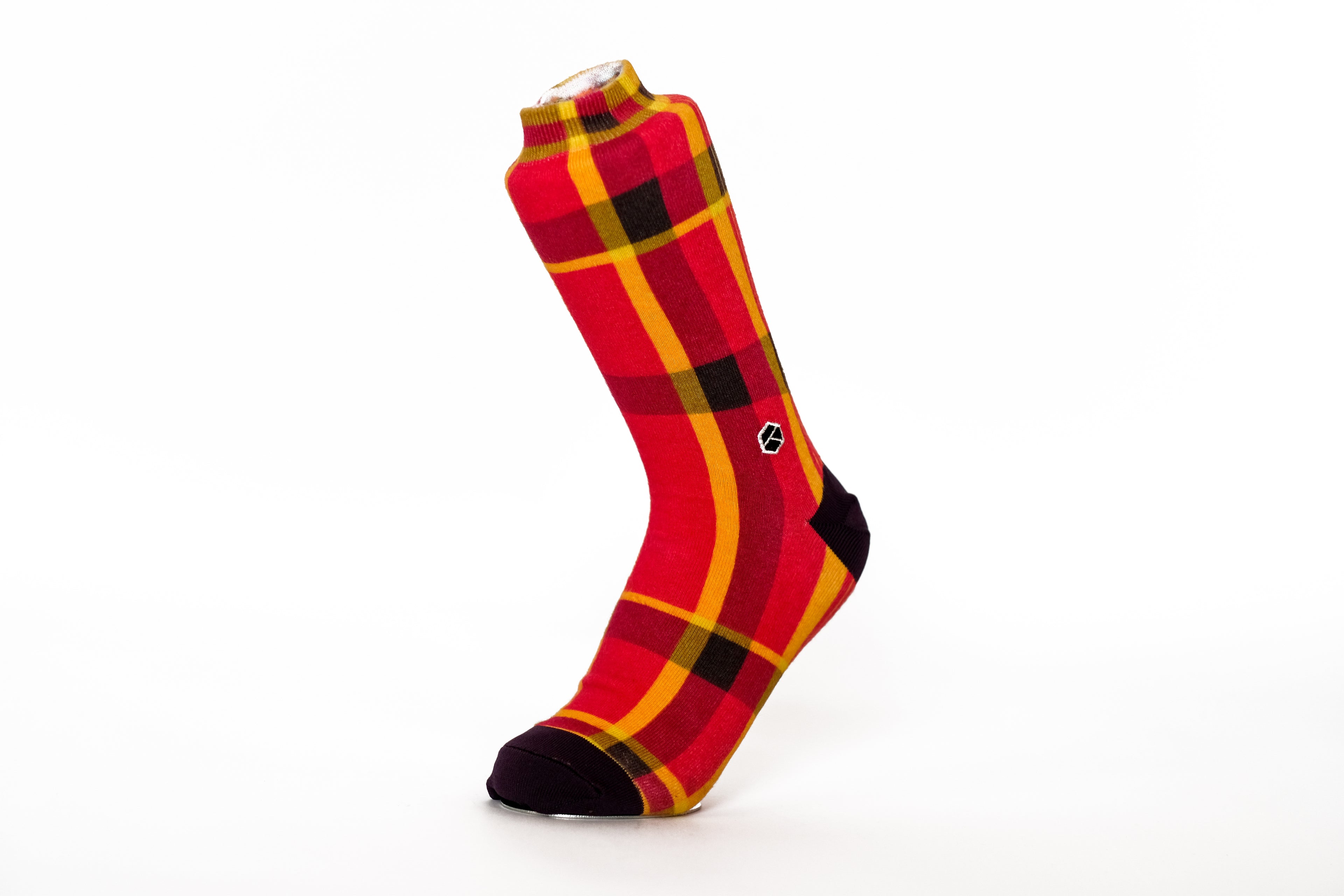 Scarlet Red Sarong Patterned Cotton Crew Socks | Sarong