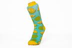 Turquoise Blue Fruit Patterned Cotton Crew Socks | Durian