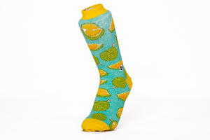 Turquoise Blue Fruit Patterned Cotton Crew Socks | Durian