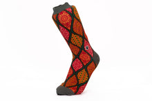 Load image into Gallery viewer, Tiger Orange Batik Patterned Cotton Crew Socks | Ceplok